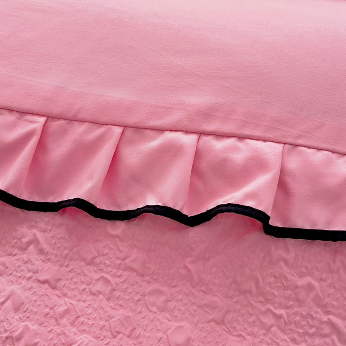 91家纺网 家纺一手货源 找家纺 畅畅家纺 2025新款时尚柔软水洗棉床盖被套四件套 粉色