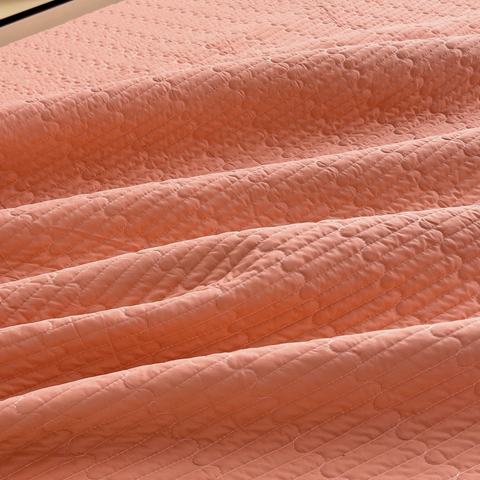 91家纺网 家纺一手货源 找家纺 畅畅家纺 2025新款时尚柔软水洗棉床盖被套四件套 橘粉