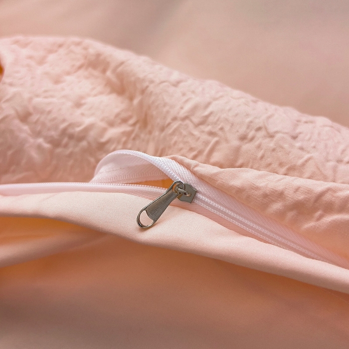 91家纺网 家纺一手货源 找家纺 畅畅家纺 2025新款时尚柔软水洗棉床盖被套四件套 藕粉