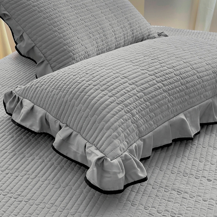 91家纺网 家纺一手货源 找家纺 畅畅家纺 2025新款时尚柔软水洗棉床盖被套四件套 绅士灰