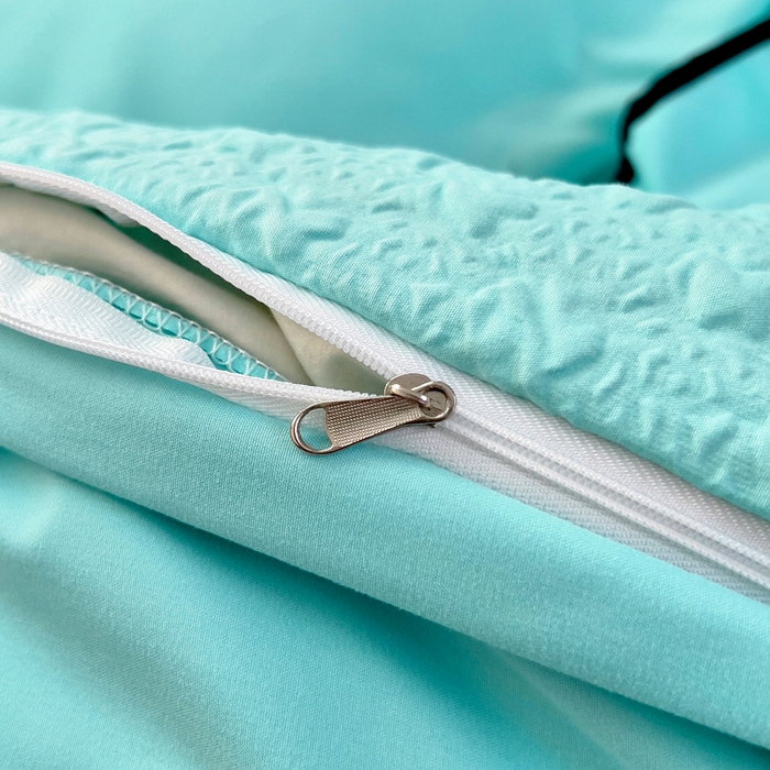 91家纺网 家纺一手货源 找家纺 畅畅家纺 2025新款时尚柔软水洗棉床盖被套四件套 水绿