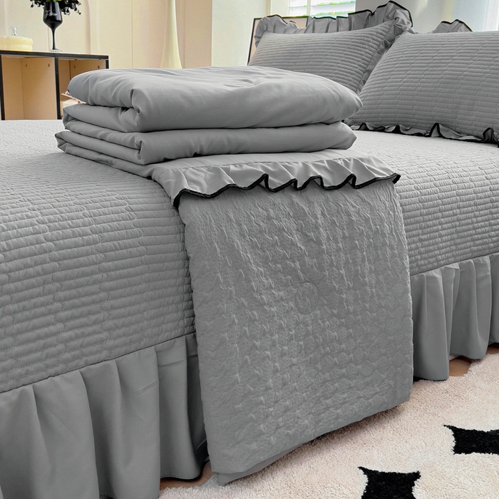 91家纺网 家纺一手货源 找家纺 畅畅家纺 2025新款春夏A类法式公主风夏被夏凉被空调被四件套-爱丽莎 爱丽莎绅士灰