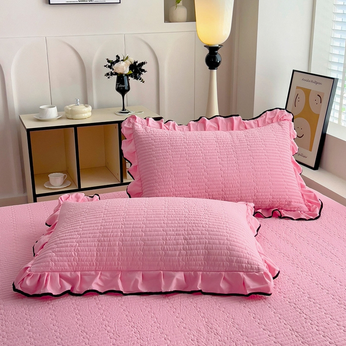 91家纺网 家纺一手货源 找家纺 畅畅家纺 2025新款春夏A类法式公主风夏被夏凉被空调被四件套-爱丽莎 爱丽莎粉色