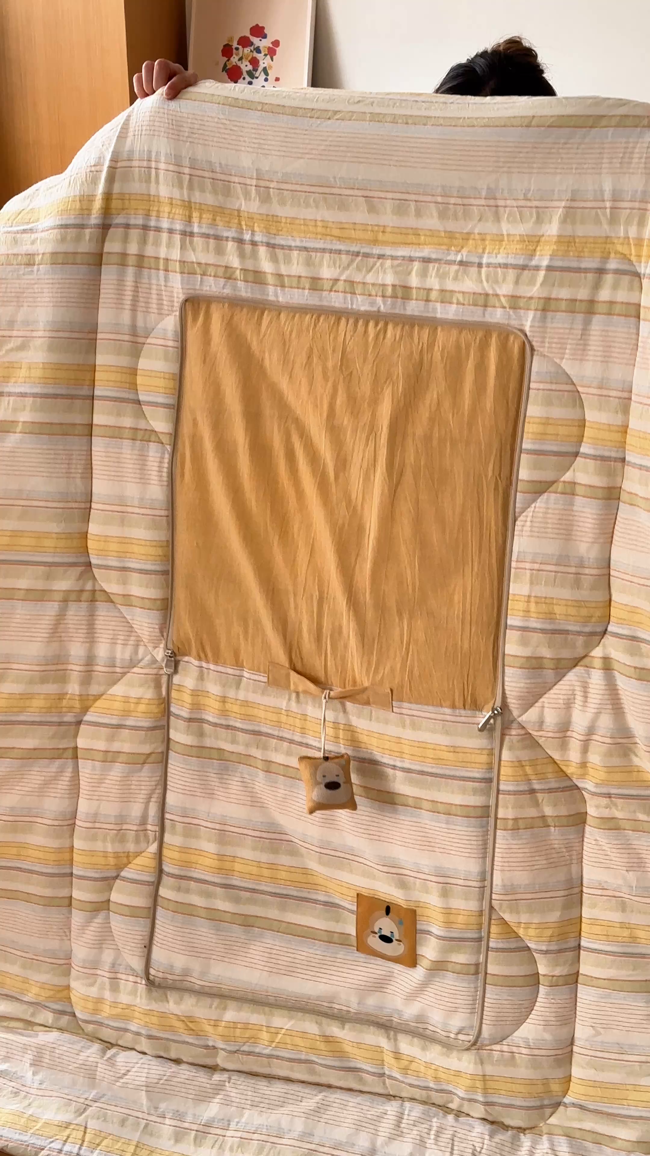 91家纺网 家纺一手货源 找家纺 多米家居 2025新款全棉纯棉果兵果将抱枕被 莓天开心（赠同款挂件）