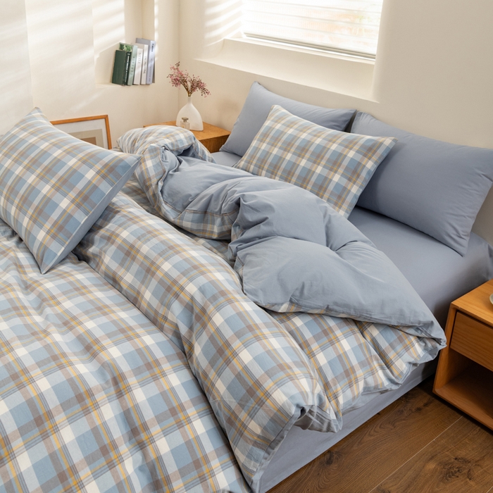 91家纺网 家纺一手货源 找家纺 （总）居美良品 2025新款色织细纱老粗布100%全棉纯棉水洗棉系列被套单件-单被套