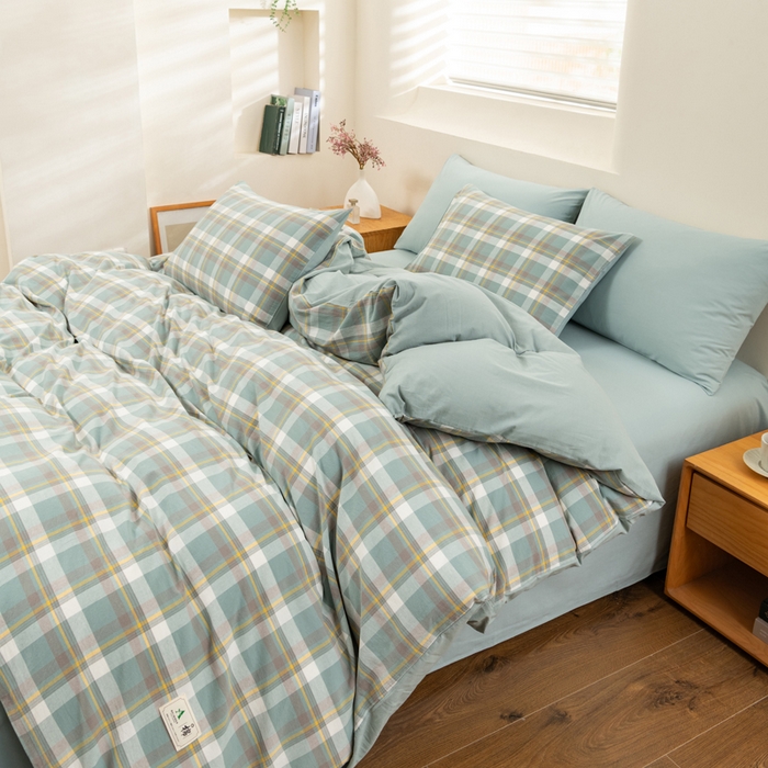 91家纺网 家纺一手货源 找家纺 （总）居美良品 2025新款色织细纱老粗布100%全棉纯棉水洗棉系列被套单件-单被套