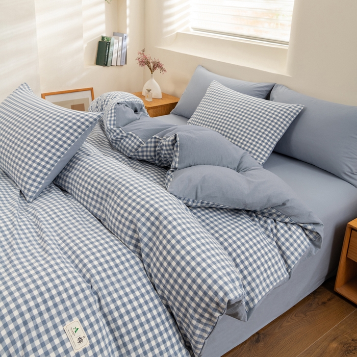 91家纺网 家纺一手货源 找家纺 （总）居美良品 2025新款色织细纱老粗布100%全棉纯棉水洗棉系列被套单件-单被套