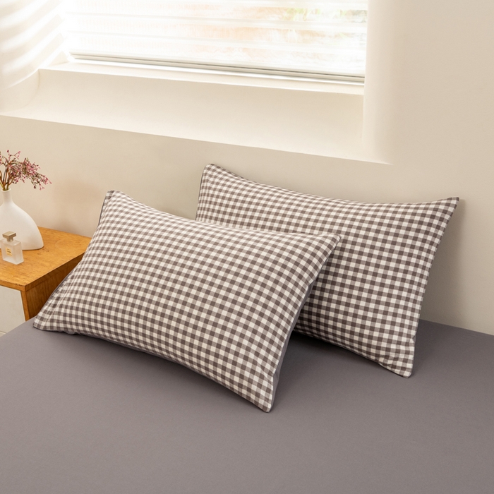 91家纺网 家纺一手货源 找家纺 居美良品 2025新款色织细纱老粗布100%全棉纯棉水洗棉系列被套单件-单被套 灰小格