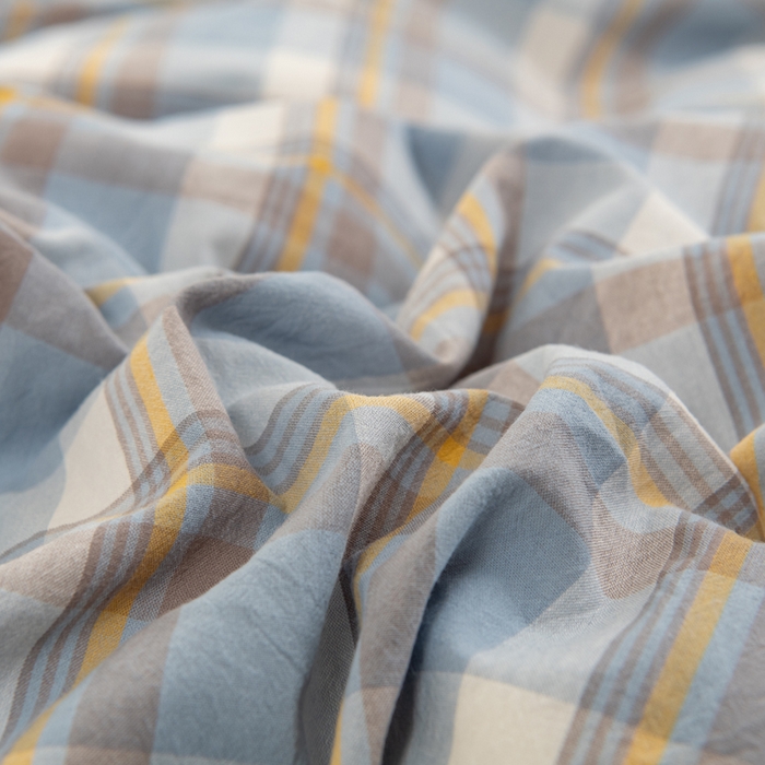 91家纺网 家纺一手货源 找家纺 居美良品 2025新款色织细纱老粗布100%全棉纯棉水洗棉系列被套单件-单被套 静雅-蓝