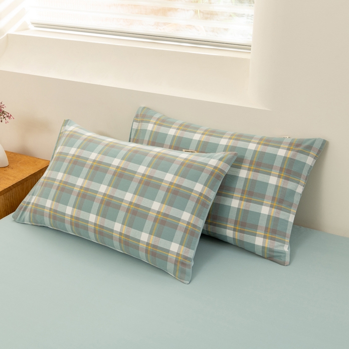 91家纺网 家纺一手货源 找家纺 居美良品 2025新款色织细纱老粗布100%全棉纯棉水洗棉系列被套单件-单被套 静雅-绿