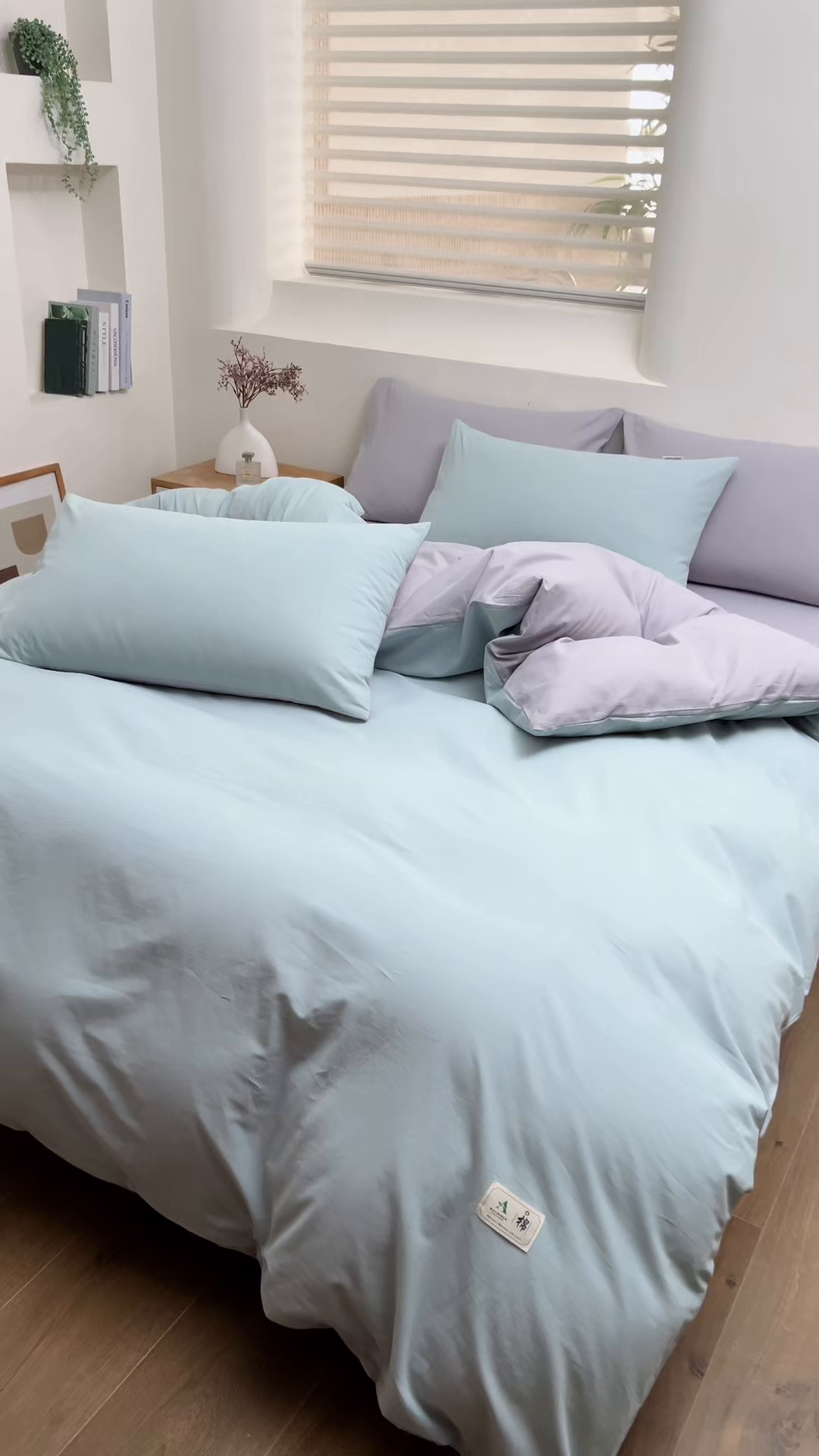 91家纺网 家纺一手货源 找家纺 居美良品 2025新款色织细纱老粗布100%全棉纯棉水洗棉系列被套单件-单被套 兰青-灰