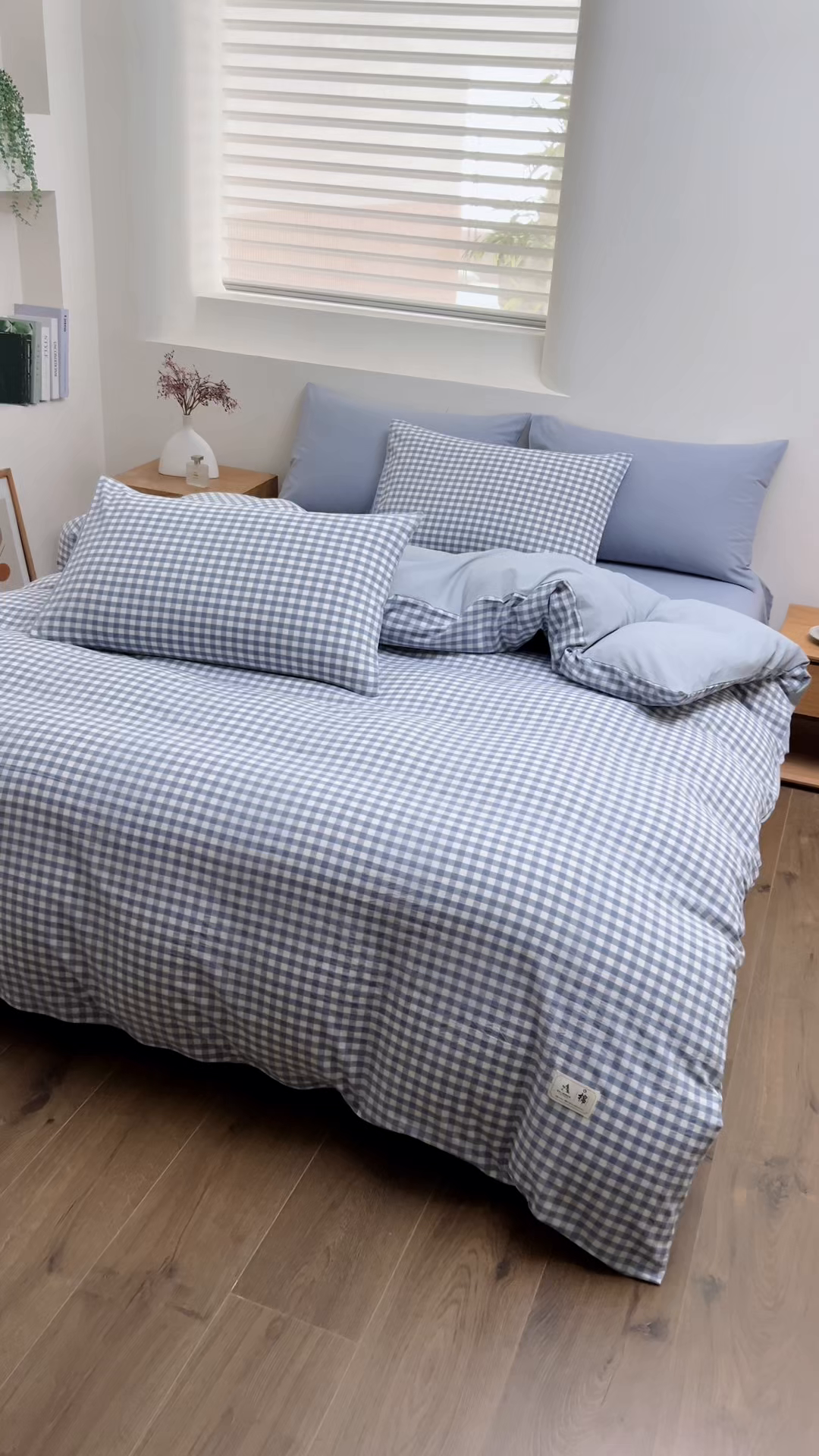 91家纺网 家纺一手货源 找家纺 居美良品 2025新款色织细纱老粗布100%全棉纯棉水洗棉系列被套单件-单被套 蓝小格