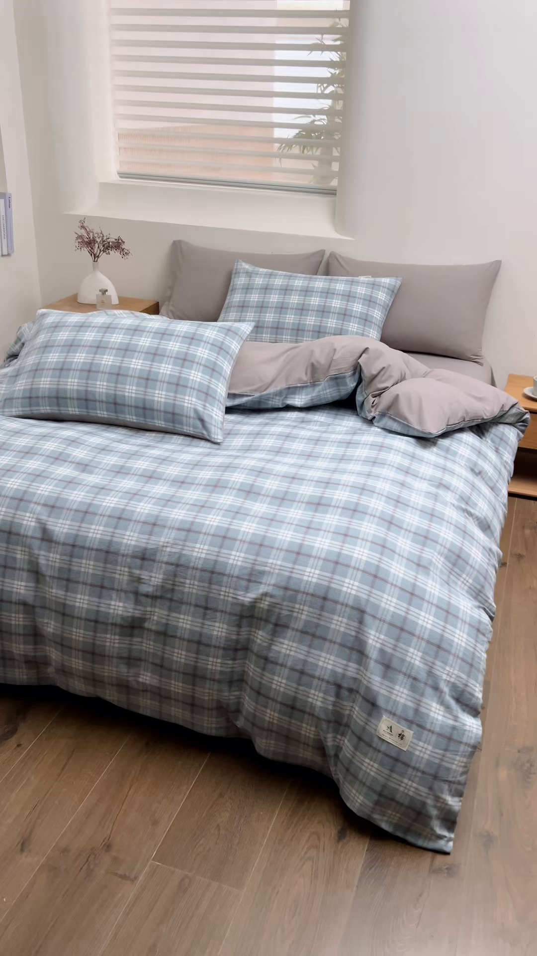 91家纺网 家纺一手货源 找家纺 居美良品 2025新款色织细纱老粗布100%全棉纯棉水洗棉系列被套单件-单被套 迷雾-蓝