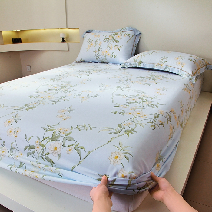 91家纺网 家纺一手货源 找家纺 （总）春皖家纺 2025春夏新款A类莱赛尔纤维印花A版单床笠 床笠单件-风格二