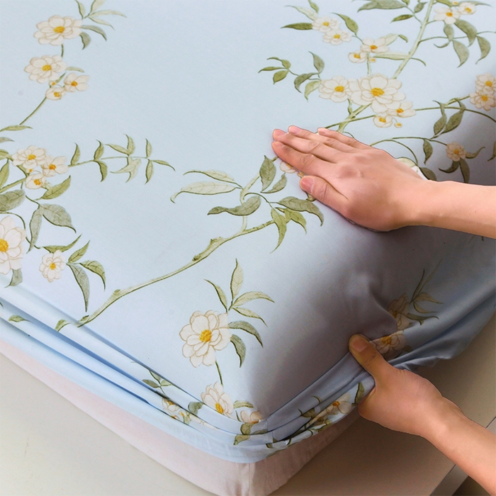 91家纺网 家纺一手货源 找家纺 （总）春皖家纺 2025春夏新款A类莱赛尔纤维印花A版单床笠 床笠单件-风格二