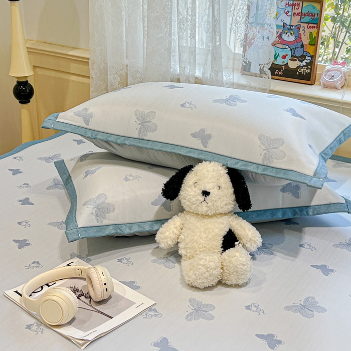 91家纺网 家纺一手货源 找家纺 2025新款A类高分子色织提花软凉席（平铺床席款） 蝶舞兰