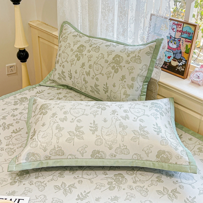 91家纺网 家纺一手货源 找家纺 2025新款A类高分子色织提花软凉席（平铺床席款） 鹅夫人-绿