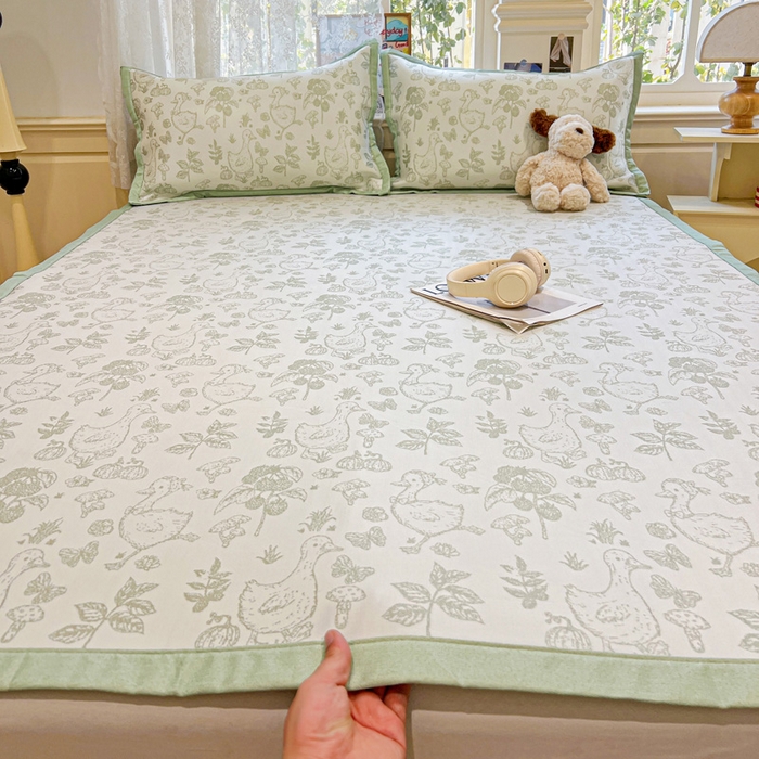 2025新款A类高分子色织提花软凉席（平铺床席款） 鹅夫人-绿