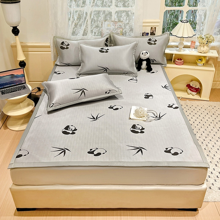 91家纺网 家纺一手货源 找家纺 2025新款A类高分子色织提花软凉席（平铺床席款） 童趣