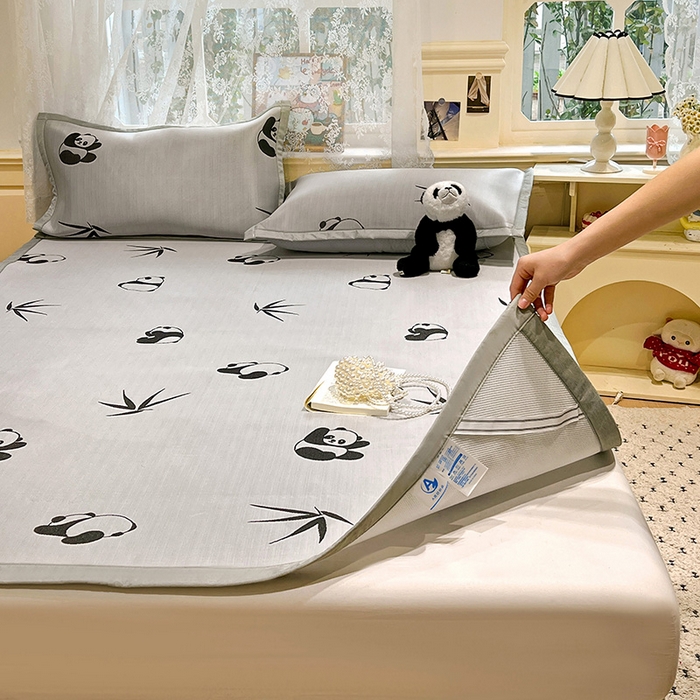 91家纺网 家纺一手货源 找家纺 2025新款A类高分子色织提花软凉席（平铺床席款） 童趣