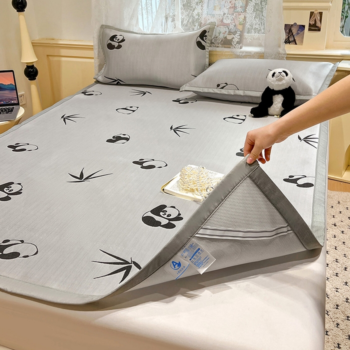 91家纺网 家纺一手货源 找家纺 2025新款A类高分子色织提花软凉席（平铺床席款） 童趣