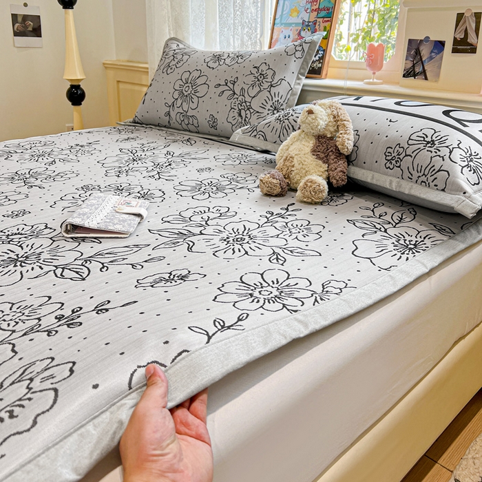 91家纺网 家纺一手货源 找家纺 2025新款A类高分子色织提花软凉席（平铺床席款） 薇薇安