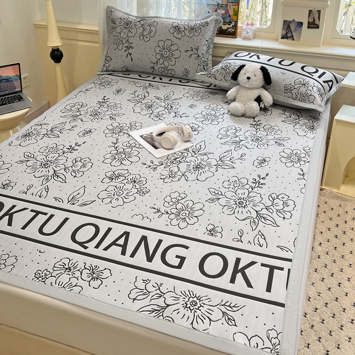 91家纺网 家纺一手货源 找家纺 2025新款A类高分子色织提花软凉席（平铺床席款） 薇薇安