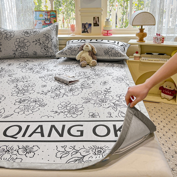 91家纺网 家纺一手货源 找家纺 2025新款A类高分子色织提花软凉席（平铺床席款） 薇薇安