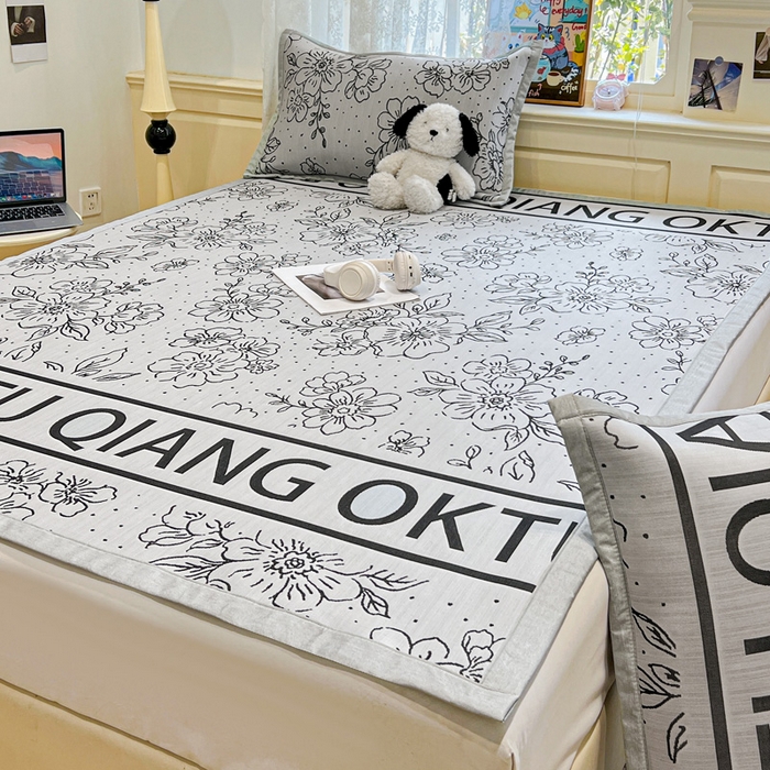 91家纺网 家纺一手货源 找家纺 2025新款A类高分子色织提花软凉席（平铺床席款） 薇薇安