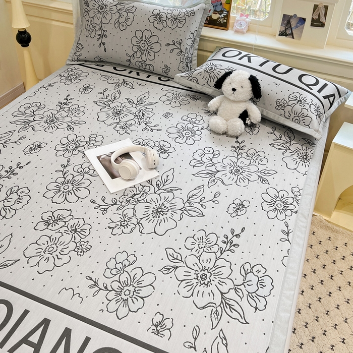 91家纺网 家纺一手货源 找家纺 2025新款A类高分子色织提花软凉席（平铺床席款） 薇薇安