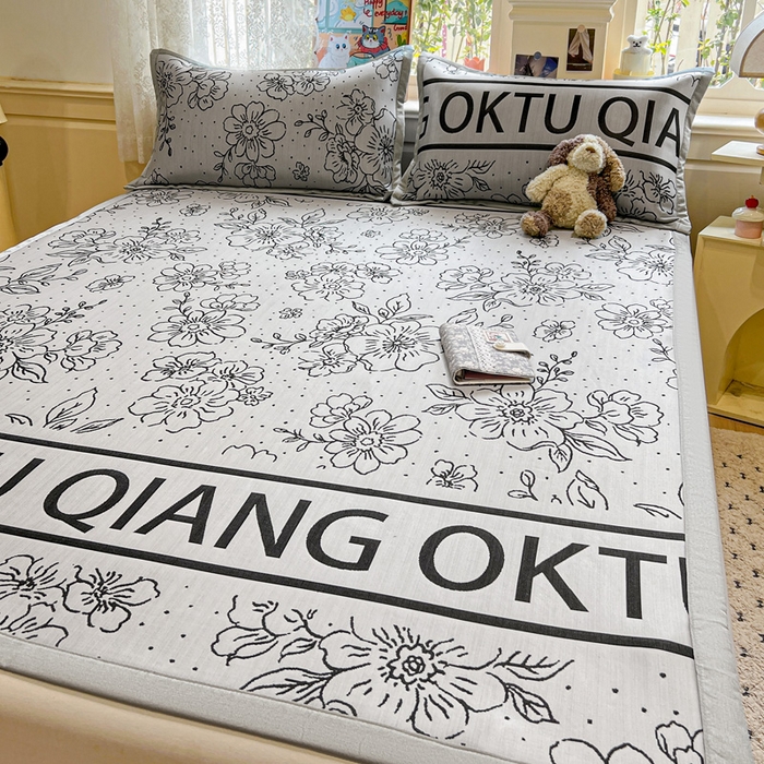 91家纺网 家纺一手货源 找家纺 2025新款A类高分子色织提花软凉席（平铺床席款） 薇薇安