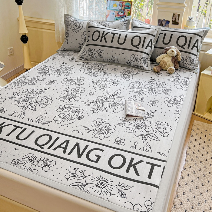 91家纺网 家纺一手货源 找家纺 2025新款A类高分子色织提花软凉席（平铺床席款） 薇薇安