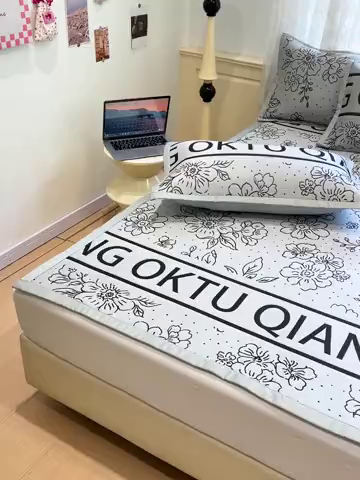 91家纺网 家纺一手货源 找家纺 2025新款A类高分子色织提花软凉席（平铺床席款） 薇薇安