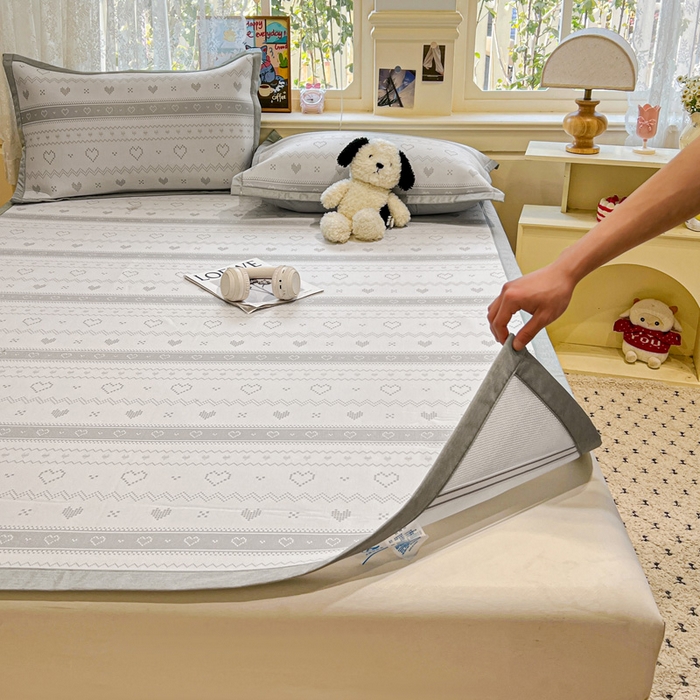 91家纺网 家纺一手货源 找家纺 2025新款A类高分子色织提花软凉席（平铺床席款） 西西里