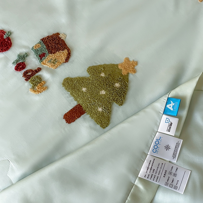 91家纺网 家纺一手货源 找家纺 FORTWO家纺原创设计（FOR TWO家纺） 2025新款60S兰精天丝断角款纯色毛巾绣夏被夏凉被空调被 许愿树