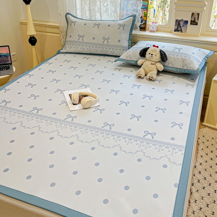 91家纺网 家纺一手货源 找家纺 2025新款A类高分子色织提花软凉席（平铺床席款） 夏日舞曲-兰