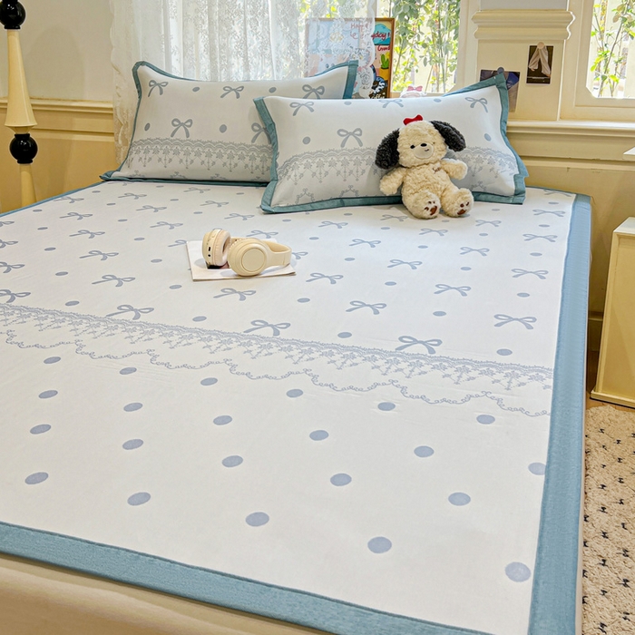 91家纺网 家纺一手货源 找家纺 2025新款A类高分子色织提花软凉席（平铺床席款） 夏日舞曲-兰