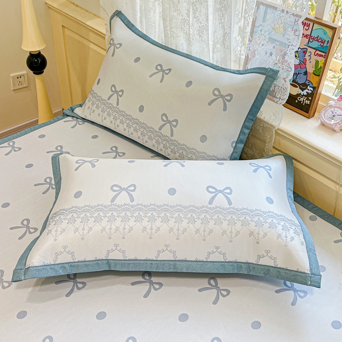 91家纺网 家纺一手货源 找家纺 2025新款A类高分子色织提花软凉席（平铺床席款） 夏日舞曲-兰