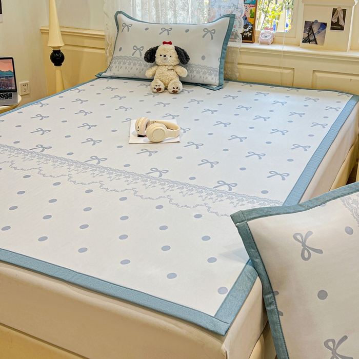 91家纺网 家纺一手货源 找家纺 2025新款A类高分子色织提花软凉席（平铺床席款） 夏日舞曲-兰