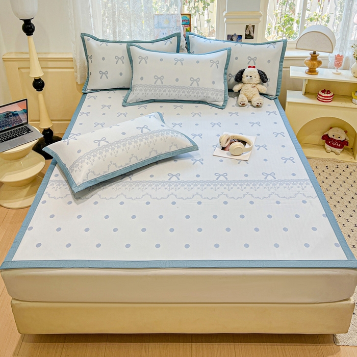 2025新款A类高分子色织提花软凉席（平铺床席款） 夏日舞曲-兰