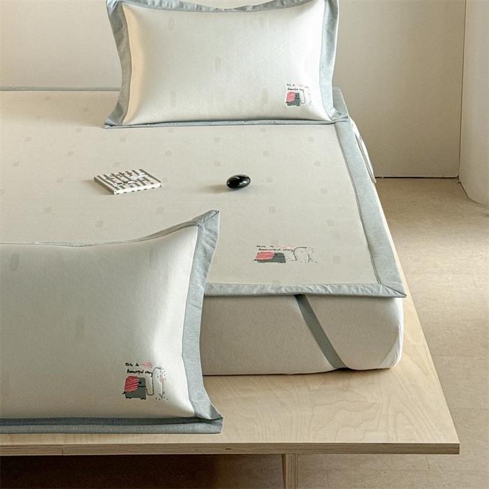 91家纺网 家纺一手货源 找家纺 Sweet dreams甜梦 2025新款母婴级7A抗菌养生冰藤席席子凉席-影棚2床席款 波点小象