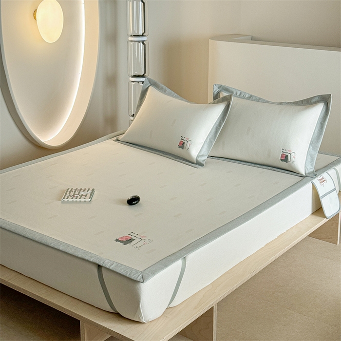 91家纺网 家纺一手货源 找家纺 Sweet dreams甜梦 2025新款母婴级7A抗菌养生冰藤席席子凉席-影棚2床席款 波点小象