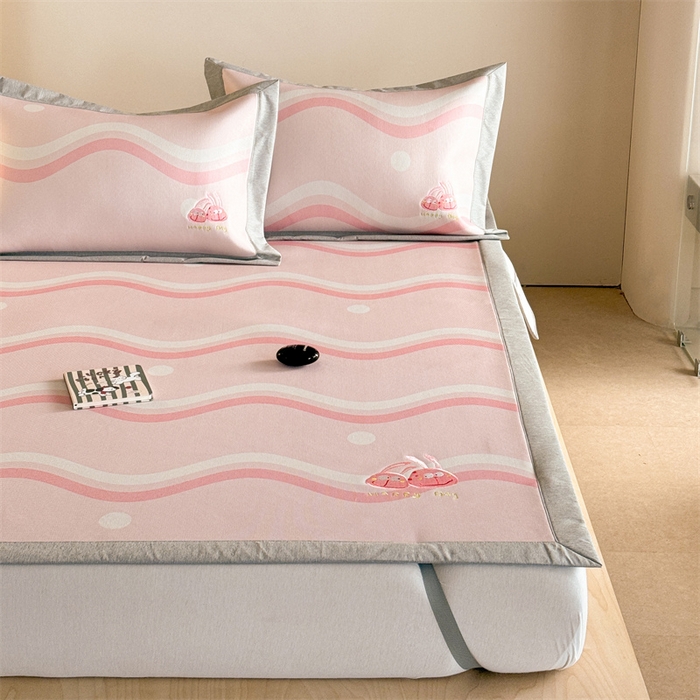 91家纺网 家纺一手货源 找家纺 Sweet dreams甜梦 2025新款母婴级7A抗菌养生冰藤席席子凉席-影棚2床席款 波浪调皮兔