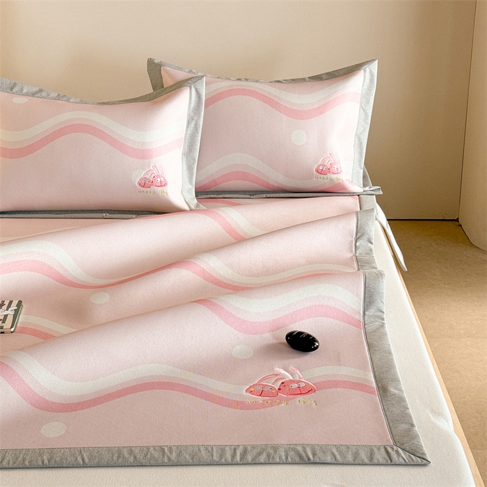 91家纺网 家纺一手货源 找家纺 Sweet dreams甜梦 2025新款母婴级7A抗菌养生冰藤席席子凉席-影棚2床席款 波浪调皮兔