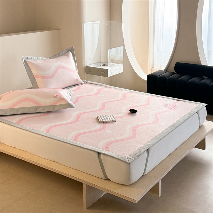 91家纺网 家纺一手货源 找家纺 Sweet dreams甜梦 2025新款母婴级7A抗菌养生冰藤席席子凉席-影棚2床席款 波浪调皮兔