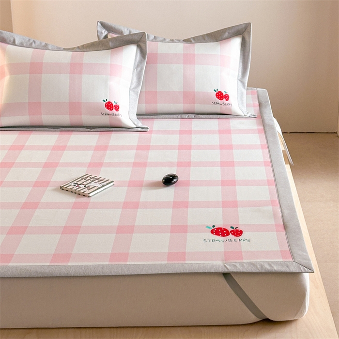 91家纺网 家纺一手货源 找家纺 Sweet dreams甜梦 2025新款母婴级7A抗菌养生冰藤席席子凉席-影棚2床席款 格子草莓