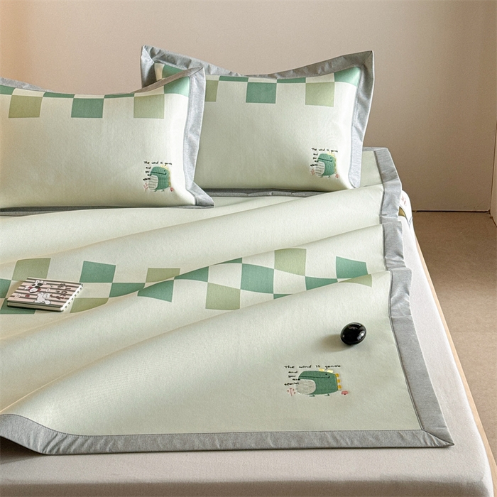 91家纺网 家纺一手货源 找家纺 Sweet dreams甜梦 2025新款母婴级7A抗菌养生冰藤席席子凉席-影棚2床席款 格子恐龙