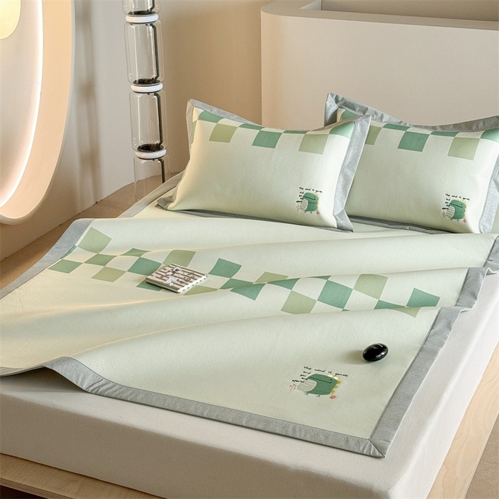 91家纺网 家纺一手货源 找家纺 Sweet dreams甜梦 2025新款母婴级7A抗菌养生冰藤席席子凉席-影棚2床席款 格子恐龙