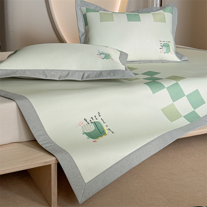 91家纺网 家纺一手货源 找家纺 Sweet dreams甜梦 2025新款母婴级7A抗菌养生冰藤席席子凉席-影棚2床席款 格子恐龙