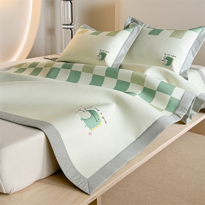 91家纺网 家纺一手货源 找家纺 Sweet dreams甜梦 2025新款母婴级7A抗菌养生冰藤席席子凉席-影棚2床席款 格子恐龙